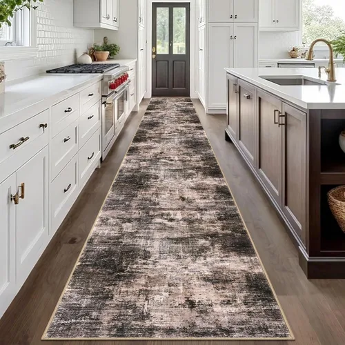 Miniatura 458 de IOHOUZE Alfombra abstracta lavable de 3 x 12 pies para pasillos, antideslizante para cocina, camino de entrada de lana sintética para interiores