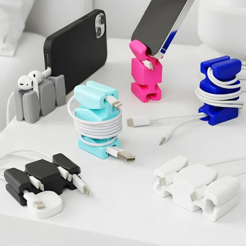 Miniatura 13 de CordBrick Soporte de cable ponderado de silicona y acero para mesita de noche. Organizador de cargador de teléfono de viaje. Accesorio útil