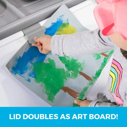 Miniatura 4 de Step2 Caja de juguetes y tapa de arte 2 en 1, contenedor y organizador de juguetes para niños, caballete y cofre en uno, hecho de plástico duradero