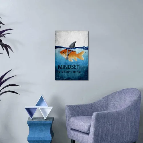 Miniatura 4 de Mindset is Everything - Lienzo motivacional para la oficina, arte de pared con citas inspiradoras de emprendedor, impresión de póster para sala