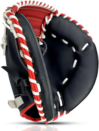 Miniatura 11 de Gracfulcub Guante de Receptor de Béisbol, Lanzamiento con Mano Derecha, Manopla de Receptor de Béisbol y Softbol para Niños, Jóvenes y Adultos Negro