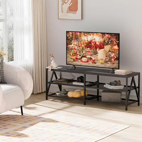 Miniatura 2 de Soporte de TV para televisores de hasta 65 pulgadas, mesa consola de TV industrial de 55 pulgadas de largo con estantes de almacenamiento de 3