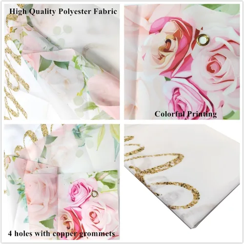 Miniatura 3 de Love Laughter - Cubierta para puerta de boda con 70.8 x 35.4 pulgadas, cartel colgante de despedida de soltera con diseño floral para parejas, Beige