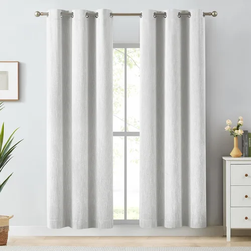 Miniatura 33 de Melodieux Elegantes cortinas opacas de algodón para oscurecer la habitación, para sala de estar, dormitorio, con aislamiento térmico, paneles