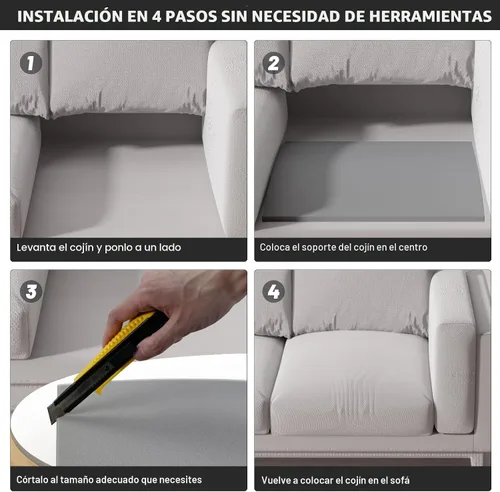 Miniatura 4 de Soporte de cojín de sofá para asiento caído, 20 x 20 pulgadas, tablero de soporte de cojín de espuma curvada de alta densidad, soporte de sofá