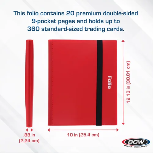 Miniatura 4 de BCW Basics Folio - Álbum de 9 bolsillos, color rojo, carpeta de carga lateral segura para archivos, solución de almacenamiento premium para tarjetas