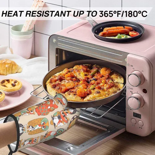 Miniatura 6 de Juego de manoplas de horno y soporte para ollas con diseño de búho animal para cocina, hornear, cocinar a la parrilla