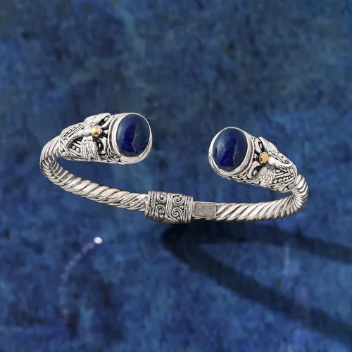 Miniatura 6 de Ross-Simons Lapis Bali-Style Dragonfly Cuff Bracelet in Sterling Silver and 18kt Yellow Gold