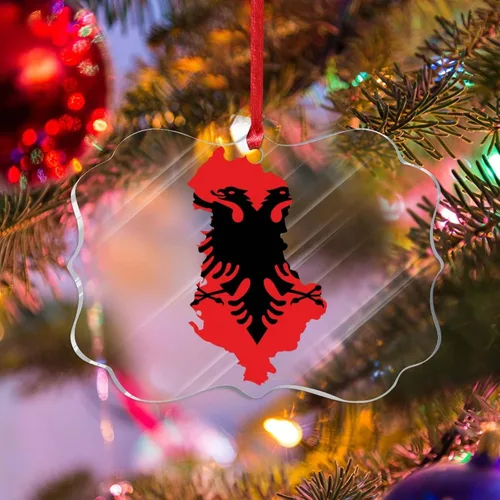 Miniatura 23 de Bandera de Albania, silueta de árbol, adorno de decoración de árbol de Navidad, bandera nacional, recuerdo de árbol de Navidad, recuerdo de Albania