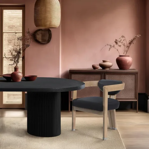 Miniatura 2 de Meridian Furniture 564Black-C Carlyle Collection Modern Silla de comedor contemporánea, acabado natural cepillado de madera maciza, cuero vegano