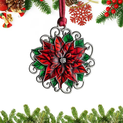 Miniatura 20 de Adornos navideños, 2024 Adorno de árbol de Navidad de peltre sólido hecho a mano de metal para colgar, artesanía DIY, coleccionables para árboles