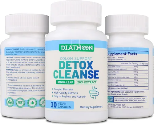 Miniatura 4 de Cápsulas de limpieza intestinal, apoyo intestinal y colon, desintoxicación y limpieza, durante 15 días, sin OMG, sin gluten, vegano, suplemento