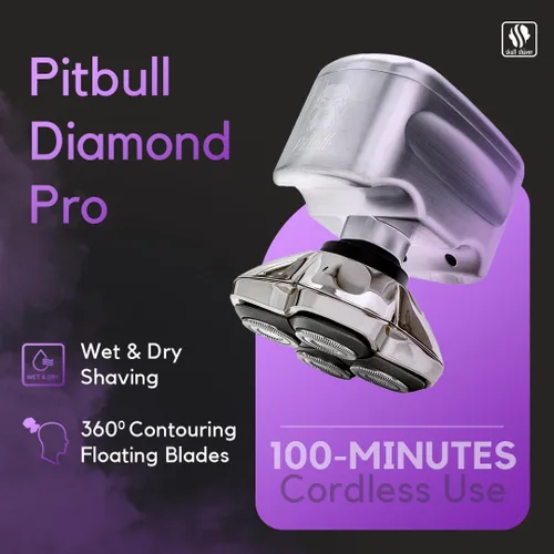 Miniatura 2 de Skull Shaver Pitbull Diamond PRO - Afeitadora eléctrica inalámbrica impermeable - Cuerpo de metal - Recortadora Baby Beast - Estuche de viaje
