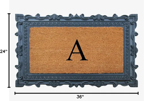 Miniatura 3 de A1HC - Felpudo con monograma de goma natural y fibra de coco de 24 x 36 pulgadas para puerta delantera, antidesprendimiento, duradero, para entrada