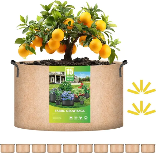Miniatura 20 de iPower Paquete de 10 bolsas de cultivo de 3 galones, macetas de tela no tejida, contenedor de aireación con asas de correa para jardín y plantación