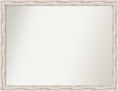 Miniatura 511 de Amanti Art Espejo de baño blanco para sobre el fregadero, 30 x 35 pulgadas, espejo de tocador rectangular estrecho de Eva de oro blanco, marco