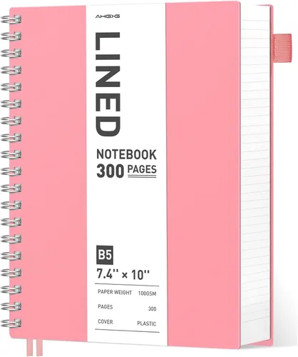 Miniatura 24 de AHGXG Cuaderno espiral rayado para universidad - Cuaderno espiral perforado A4 de 8.5" x 11", 300 páginas con páginas perforadas fáciles de rasgar