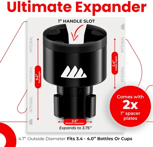 Miniatura 8 de [Mejorado] Integral Ultimate - Expansor de portavasos para automóvil, base ajustable, organizador y expansor para vehículos, compatible con tazas