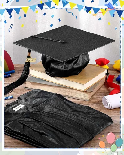 Miniatura 7 de Xuhal Juego de 8 gorros y batas de graduación preescolar para jardín de infantes, gorro de graduación para niños con borla de graduación 2026