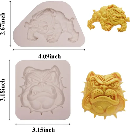 Miniatura 2 de Moldes de silicona para fondant de bulldog francés, 2 piezas, moldes epoxi hechos a mano para decoración de pasteles, chocolate, caramelo, goma