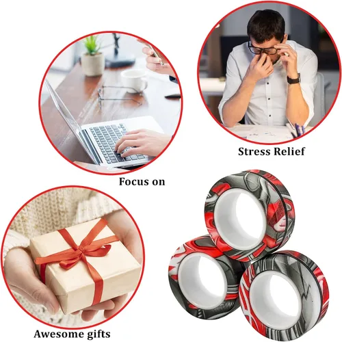 Miniatura 2 de Dermasy Juego de 6 juguetes para ansiedad con anillos magnéticos novedosos para aliviar el estrés y la ansiedad, gran regalo para adolescentes
