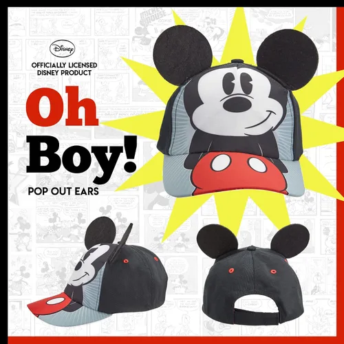 Miniatura 4 de Disney Gorra de béisbol de algodón Mickey Mouse para niños 100 algodón Orejas de Mickey Negro
