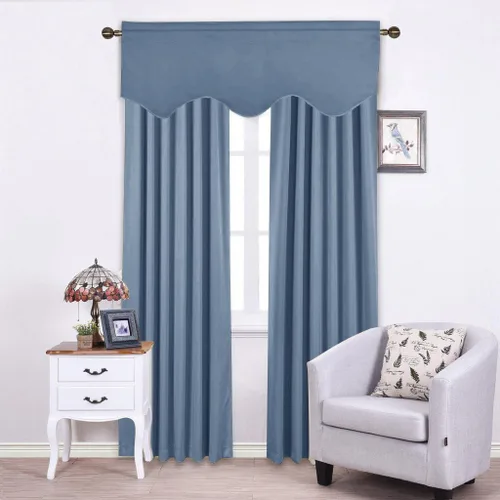 Miniatura 7 de NICETOWN - Cortinas con valances azul piedra para ventana de sala de estar, dormitorio, baño, 2 paneles estilo granja rústico para comedor, cortinas