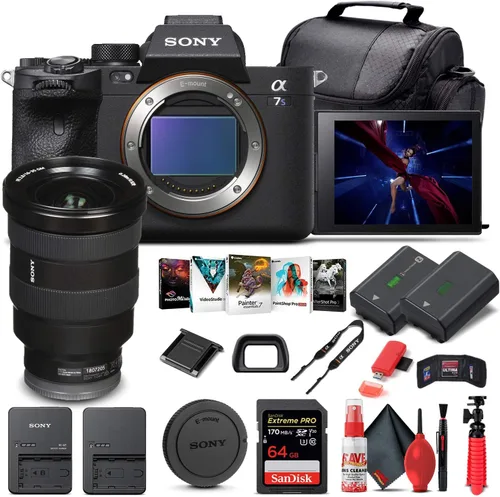 Sony Cámara digital sin espejo Alpha a7S III (solo cuerpo) (ILCE7SM3/B) + lente Sony FE de 0.630-1.378 in + tarjeta de memoria de 64 GB + batería
