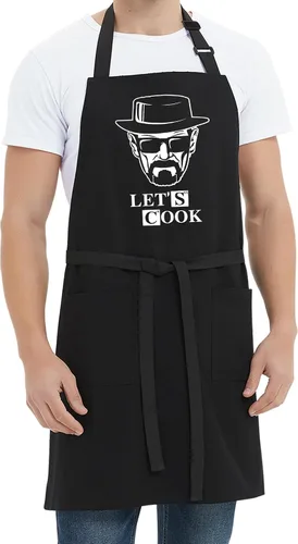 Miniatura 5 de Kaidouma Delantales de cocina divertidos para hombres - A cocinar - Delantales de chef de cocina para hombres en negro, divertidos, para parrilla