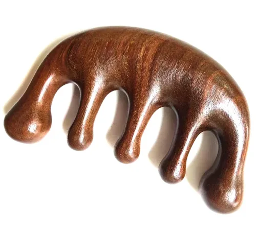 Peine de masaje de madera Gua Sha, peine de dientes anchos para cuero cabelludo, facial, masaje corporal, peine de sándalo natural, herramientas de
