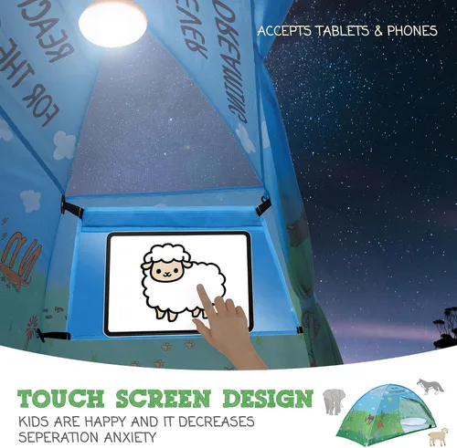 Miniatura 6 de Tienda de campaña de cama individual con diseño de animales para niños - Tiendas de ensueño mágicas para niños, toldo emergente para cama de niña
