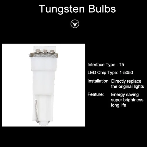 Miniatura 2 de cciyu 20 unidades Xenon blanco auto T5 cuña 17 37 70 5050 1SMD conjunto de paneles LED, lámpara Dash, focos con tomas torcidas.
