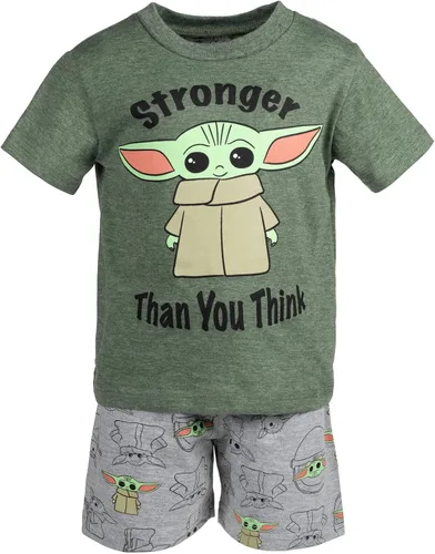 Miniatura 2 de STAR WARS The Mandalorian The Child - Conjunto de camiseta y pantalones cortos de rizo francés para bebés y niños grandes