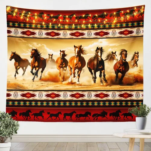 Miniatura 10 de Tapiz de vaca de las tierras altas, tapices aztecas nativos del suroeste, animales de granja, arte exótico nórdico, atrapasueños, arte de pared