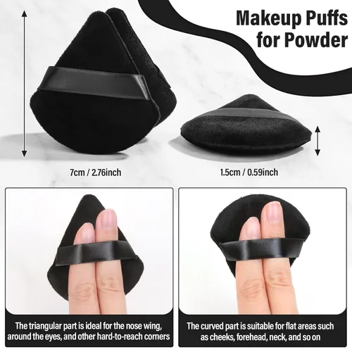 Miniatura 4 de Thrilez 20 piezas Borlas de Polvo Triangulares, Borlas para Polvo Suelto, Borlas de Maquillaje para Polvo Facial, Borlas para Polvo Fijador