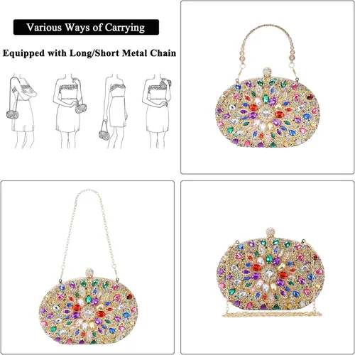 Miniatura 6 de COAIMANEY Bolso de mano con purpurina brillante para mujer, bolso de hombro para boda, fiesta, baile de graduación