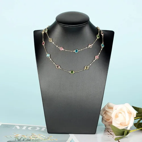 Miniatura 7 de Cadenas chapadas en oro de 16.4 pies para hacer joyas, cadena de diamantes de imitación de colores mixtos, pulseras, collar, cadena de tobillera, a