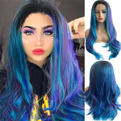 Miniatura 22 de Peluca Baby Blue para Mujeres, las Mejores Pelucas de encaje frontal azules, predepiladas, largas onduladas, peluca de cabello real, sin pegamento