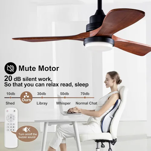 Miniatura 8 de Ventiladores de techo negros de 42 pulgadas con luces y control remoto, luz LED regulable, motor de CC silencioso reversible, función de memoria