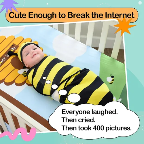 Miniatura 4 de Cuddle Club Juego de regalo para recién nacido, incluye manta para envolver, sombrero y sábana para cuna en estilos divertidos, para bebés niños