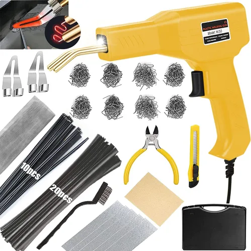 Miniatura 8 de Soldador de plástico, kit de reparación de soldadura de plástico 2 en 1 con 1000 grapas calientes, 4 varillas de soldadura de plástico, cuchillo