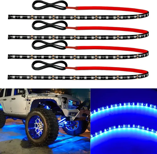 Miniatura 9 de Tira de luz LED de 12 V conectable de 24 pulgadas, tira de luces LED rojas para automóvil, carrito de golf, motocicleta, barco, gabinete, tira