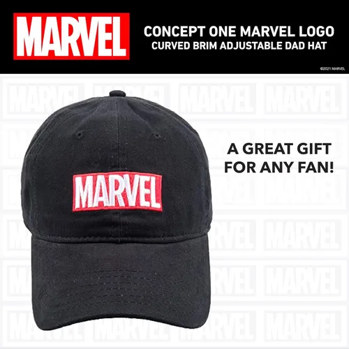 Miniatura 6 de Concept One Marvel Logo - Gorro ajustable de algodón para papá, negro, talla única, Negro