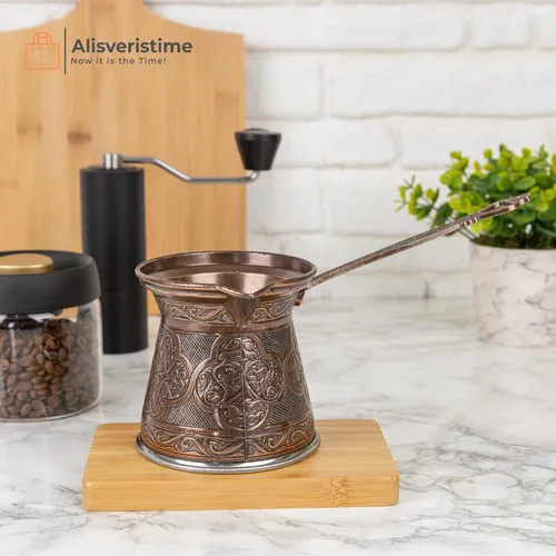 Miniatura 3 de Alisveristime Auténtica cafetera turca, hecha a mano Cezve/Ibrik, 4 pulgadas de ancho, 4 pulgadas de alto, 20.28 onzas ¡Mejora tu experiencia