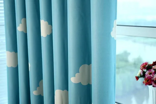 Miniatura 7 de GYROHOME Cortina de nube azul y blanca con ojales en la parte superior, aislamiento térmico, oscurecimiento de habitación, ahorro de ruido