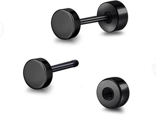 Miniatura 11 de Aretes de tuerca de titanio hipoalergénico con parte trasera plana, aretes de tuerca de 0.118 in a 0.197 in, aretes clásicos simples para cartílago