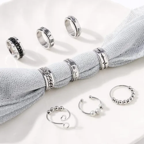 Miniatura 7 de Anillos para ansiedad para mujeres, hombres y niños, anillo de ansiedad para hija, meditación, anillo giratorio para aliviar el estrés y la ansiedad