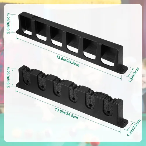 Miniatura 6 de Skylety Soporte para palos de billar de 2 piezas para 6 tacos montados en la pared, bolas de billar, accesorios para sala de juegos, bares, clubes