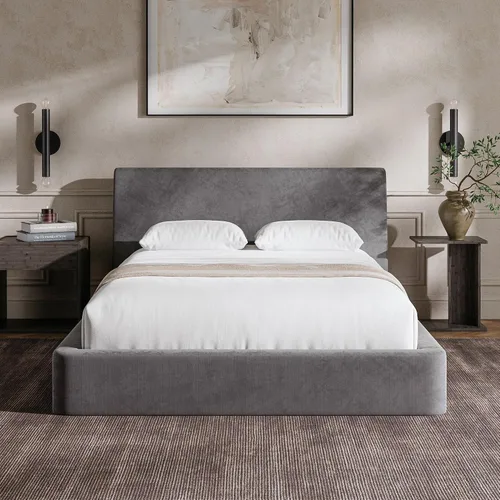 Miniatura 13 de RECCI AirFrame - Base de cama tamaño King con cabecera ergonómica acolchada de espuma en ángulo, marco de cama de plataforma de diseño minimalista