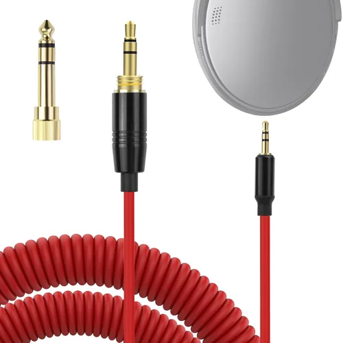 Toxaoii QC45 - Cable de audio en espiral compatible con auriculares Bose QuietComfort QC 45, QC35 II, QC 35, OE2 OE2i Soundlink SoundTrue con Rojo